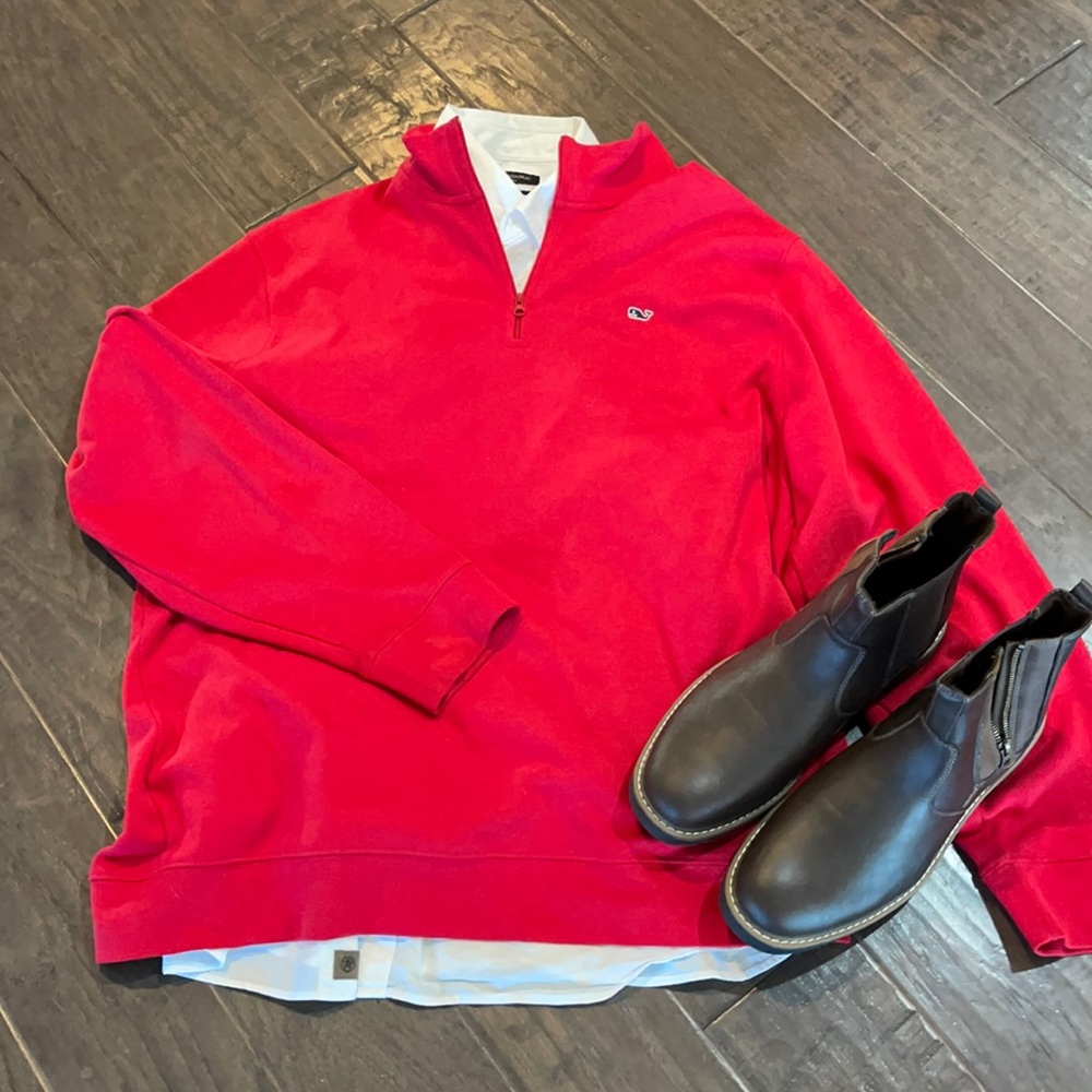 Large Red vineyard vines 1/3 zip pullover